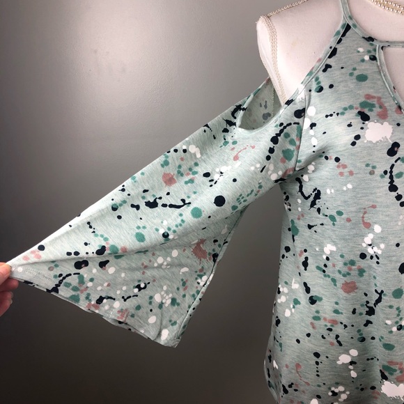 Entro Splattered Paint Cold Shoulder Halter Top - Picture 4 of 8